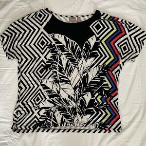 Chico's Black and White Striped Top